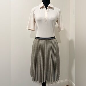 Mystree Elegant Pleated Skirt - Black and White